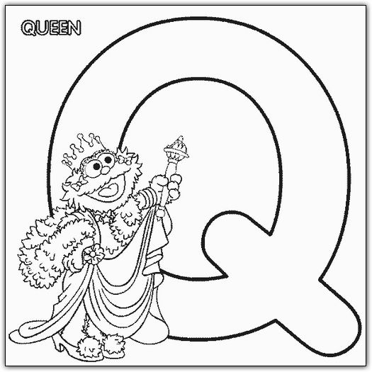 coloriage 1 rue sesame alphabet q